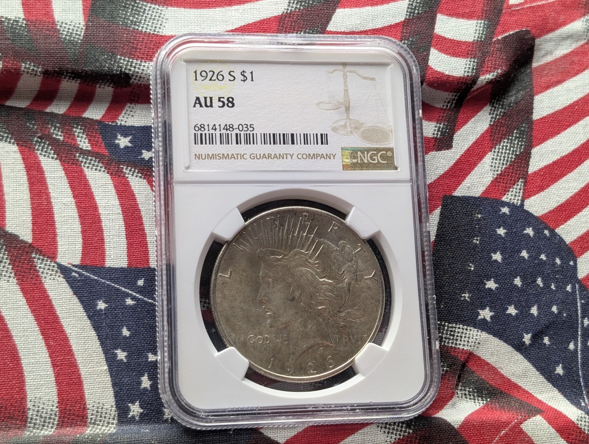 1926-S Peace 90% Silver Dollar NGC AU58