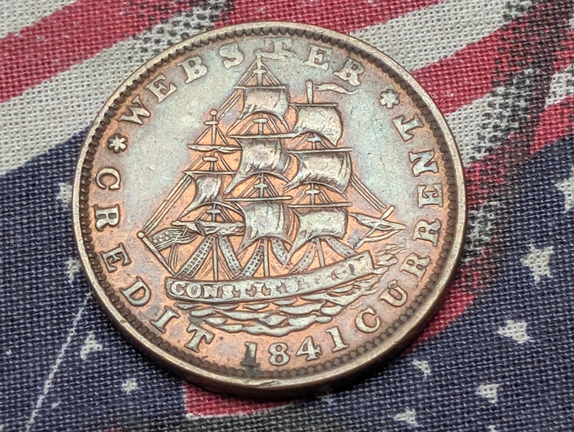 1841 Millions For Defence Not One Cent Daniel Webster U.S. Hard Times Token