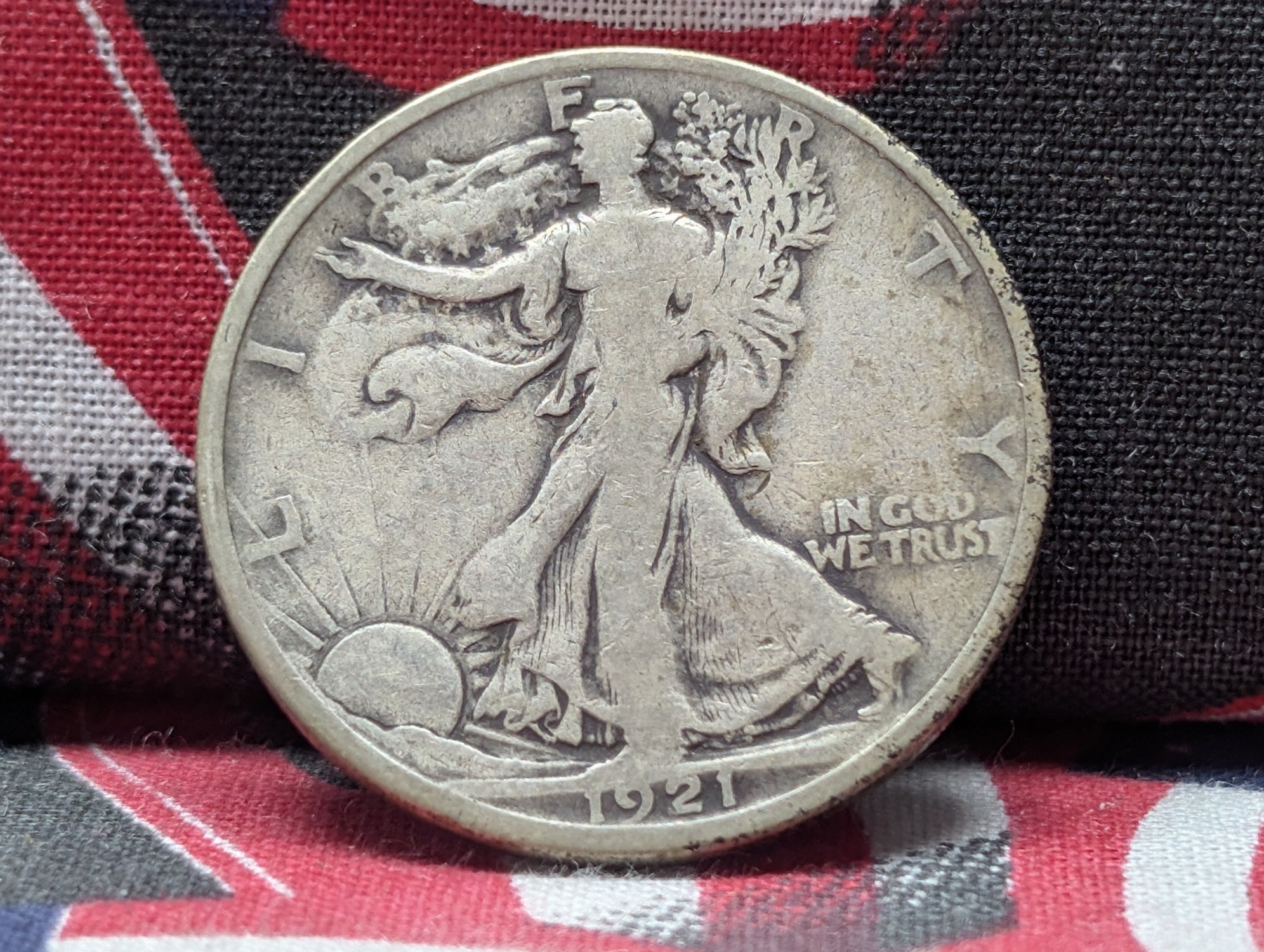 1921 Walking Liberty 90% Silver Half Dollar - VG - KEY DATE!
