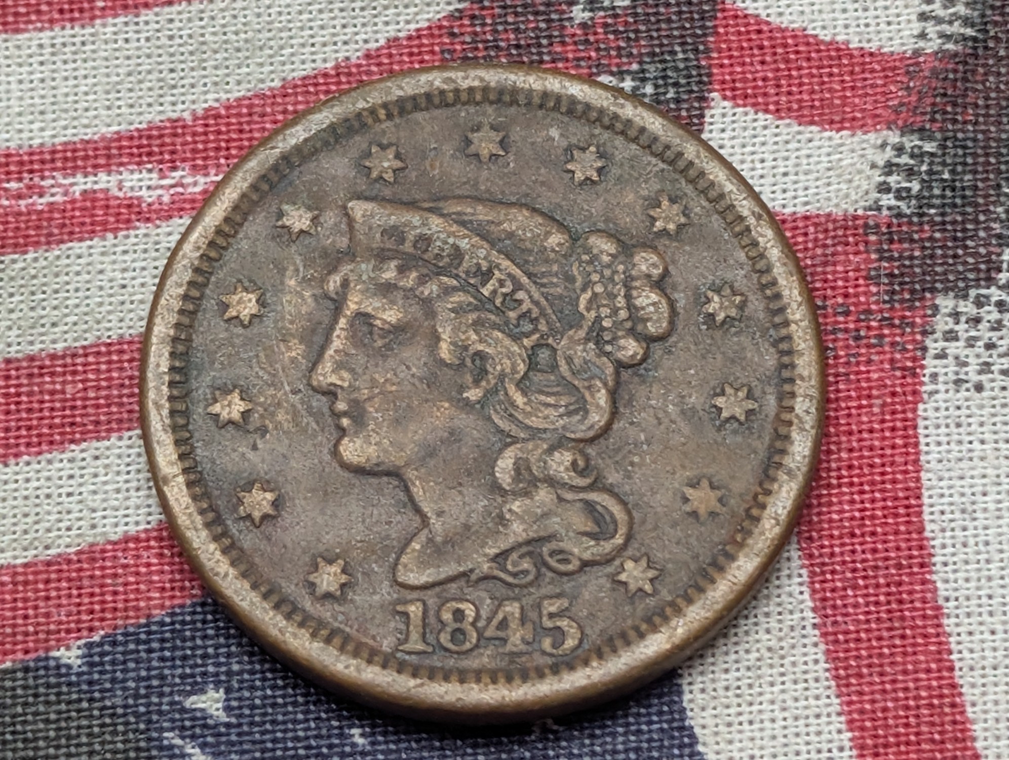 1845 Braided Hair Large Cent