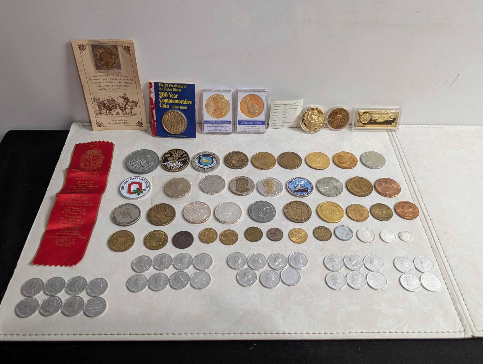 Assorted Vintage Tokens, Medals, & Trinkets - No Silver or Gold Contents