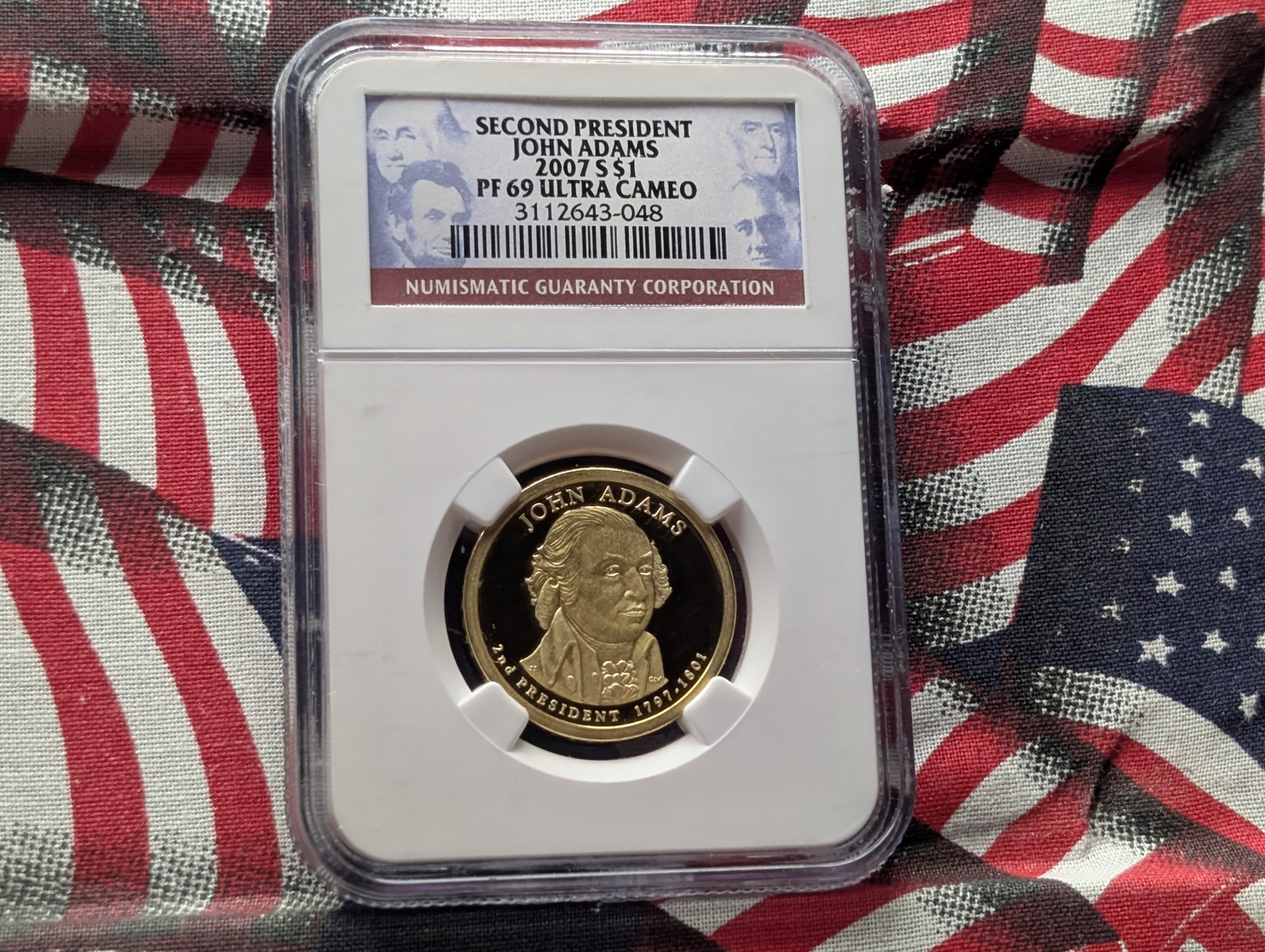 2007-S PROOF John Adams Presidential Dollar NGC PF69 ULTRA CAMEO
