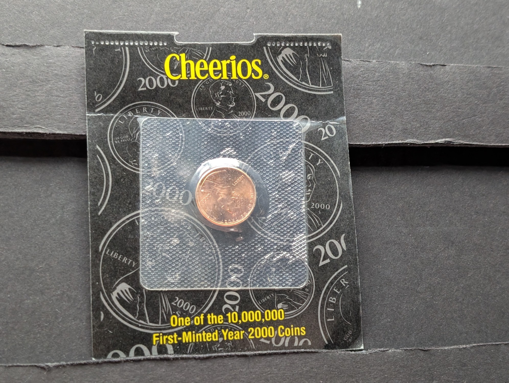2000 Lincoln Memorial Cent in Cheerios Display - Millennium Cent w/ COA
