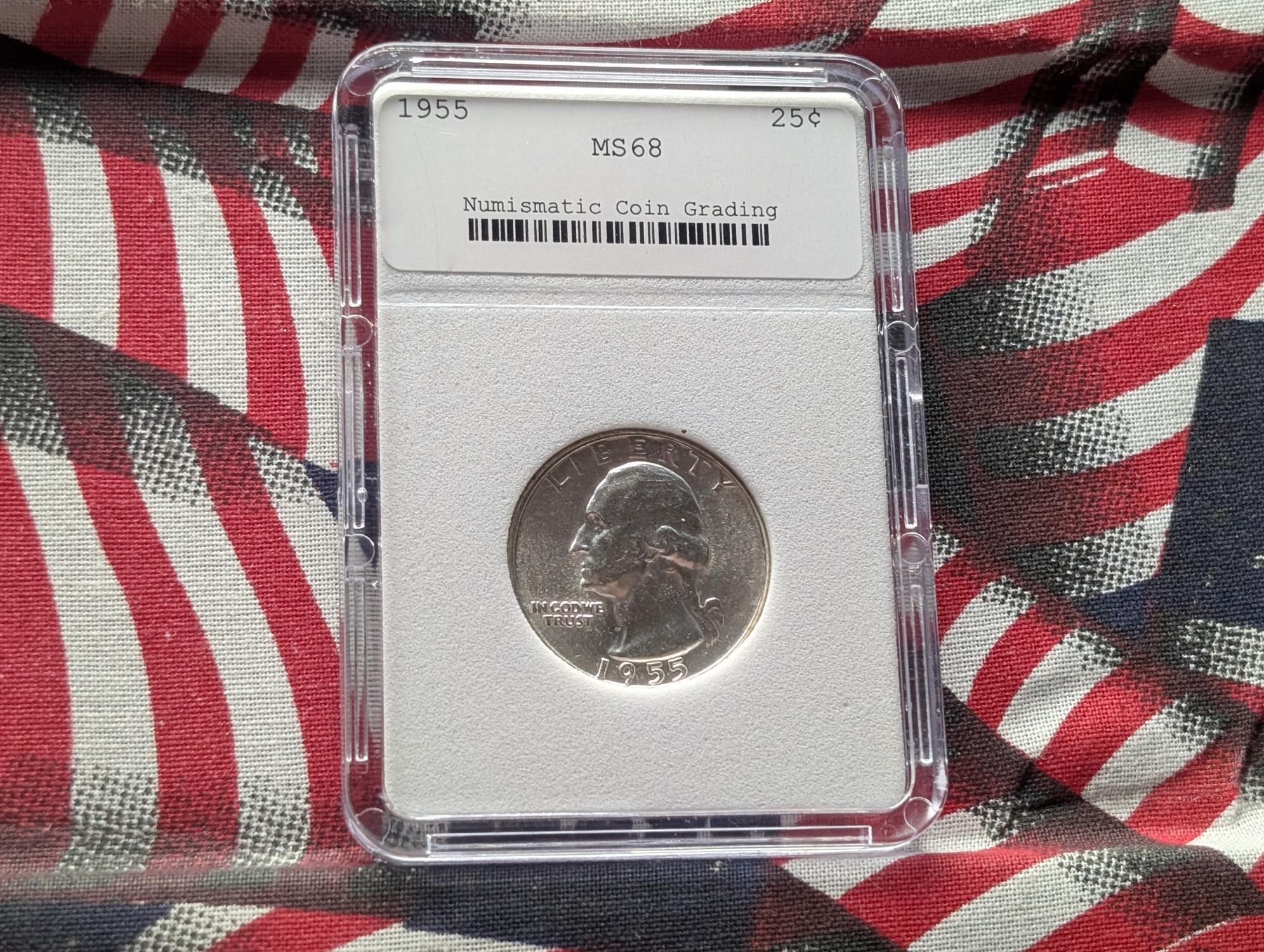 1955 Washington 90% Silver Quarter NCG Cert. MS68 - NOT NGC