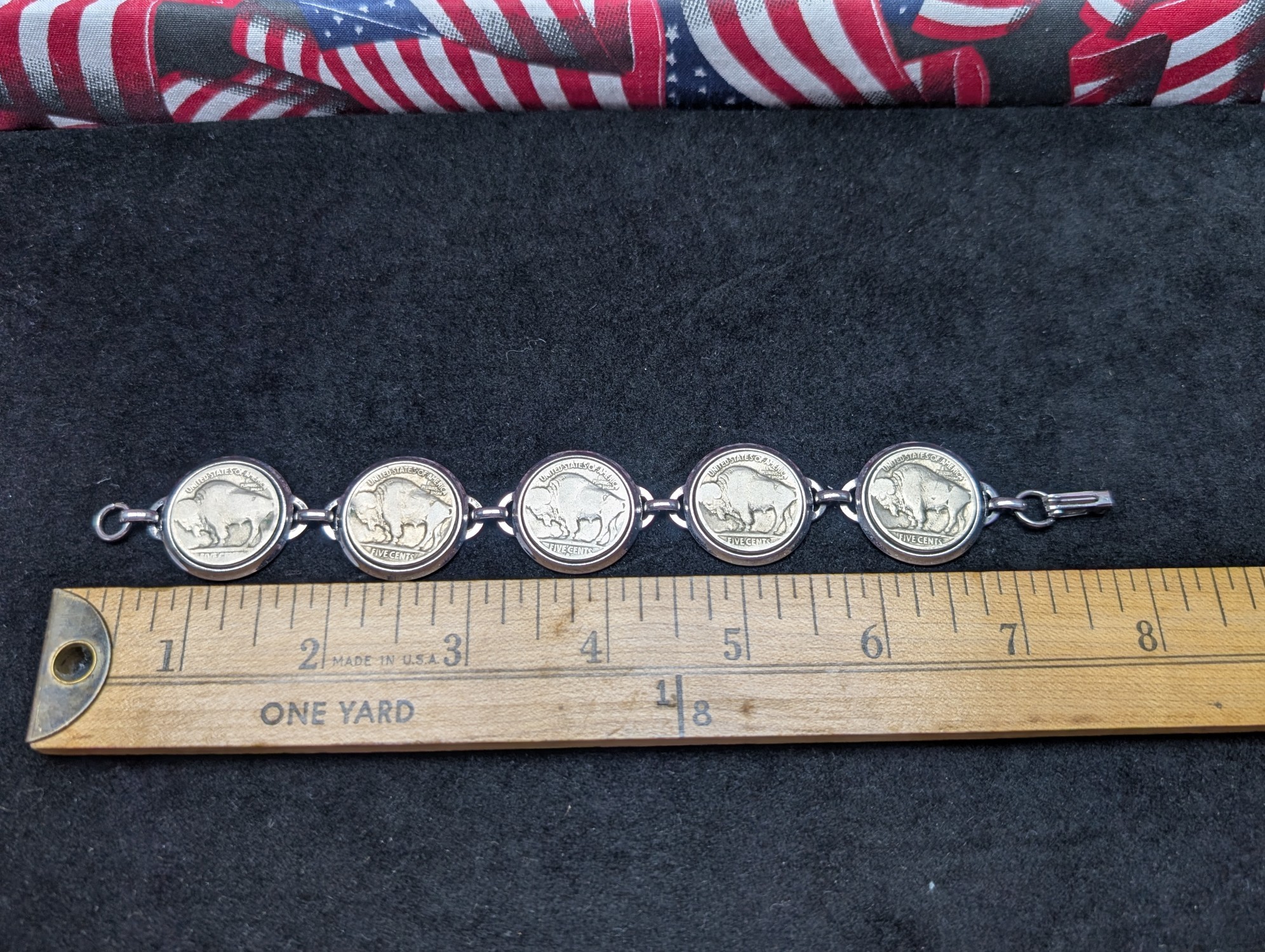 (5) Indian Head Buffalo Nickels Set in Bracelet