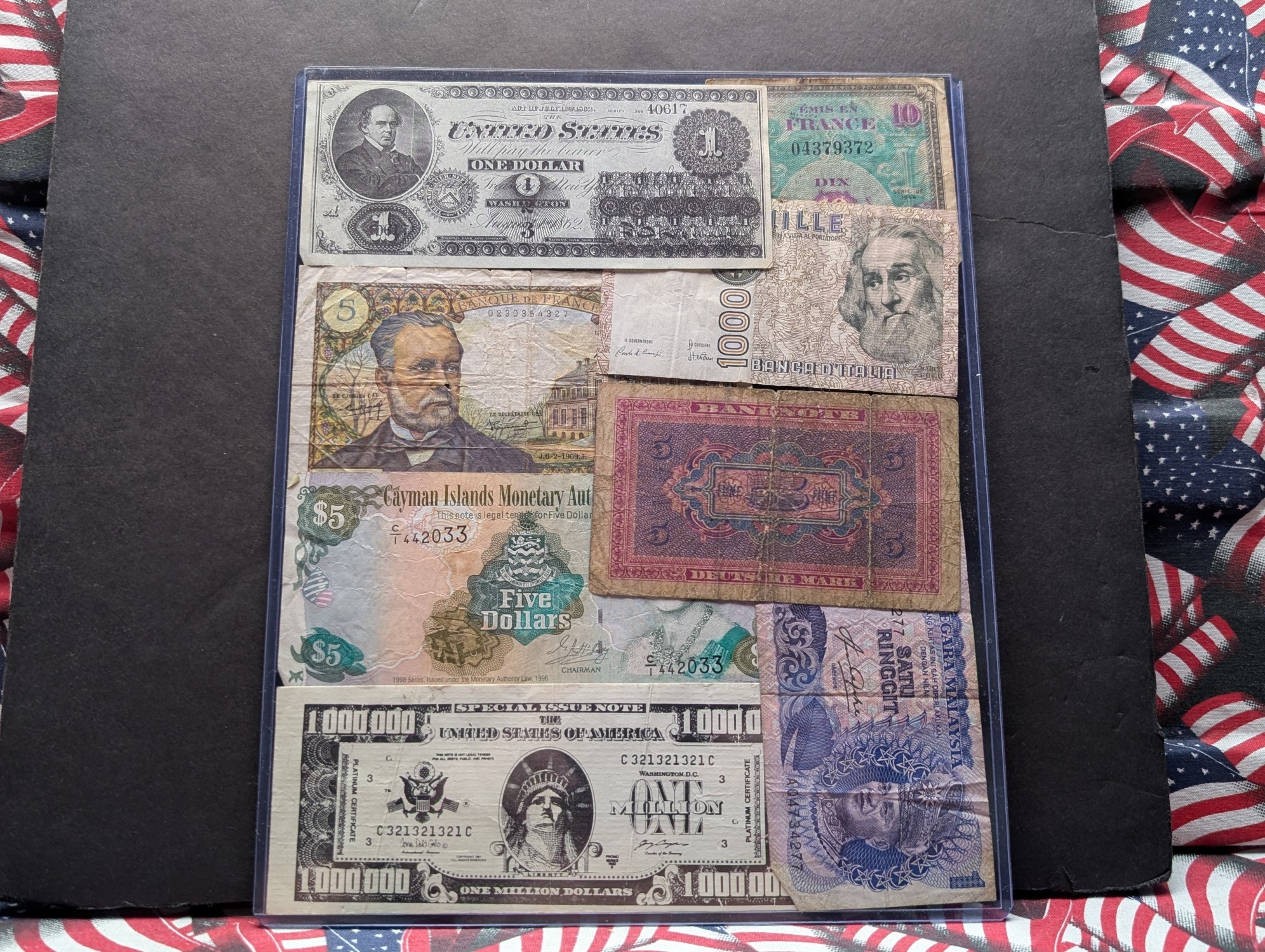 (8) Assorted World Currency Notes in Display