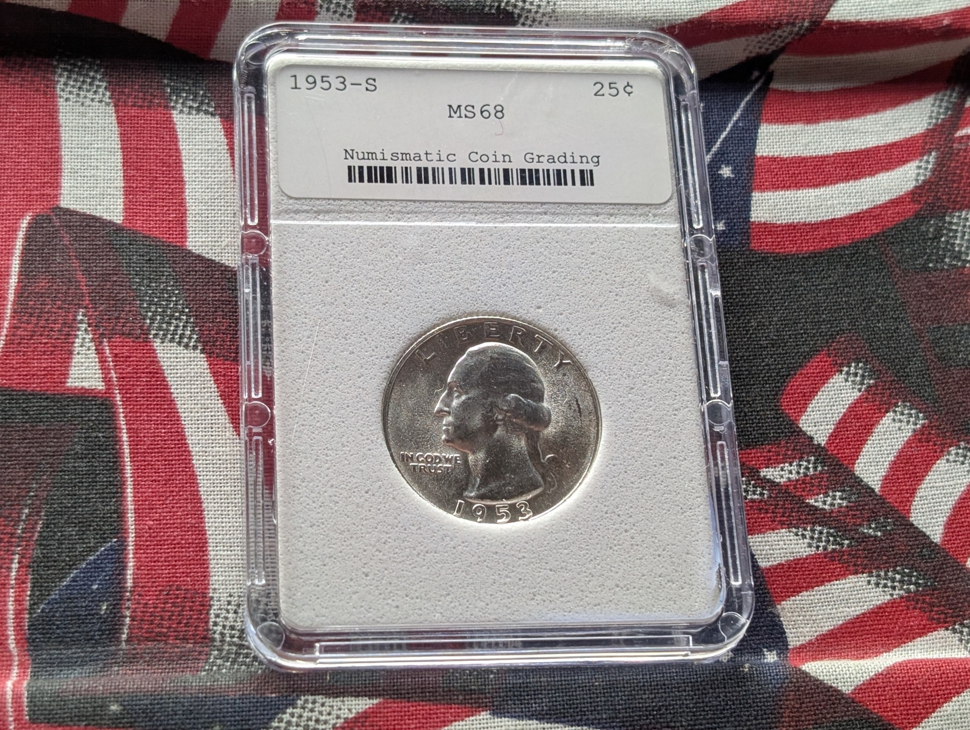 1953-S Washington 90% Silver Quarter NCG Cert. MS68 - NOT NGC