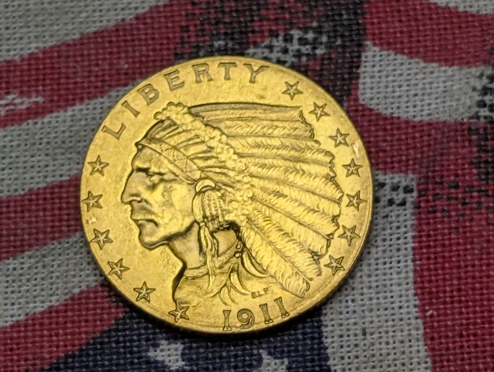 1911 Indian Head $2.5 90% GOLD Quarter Eagle