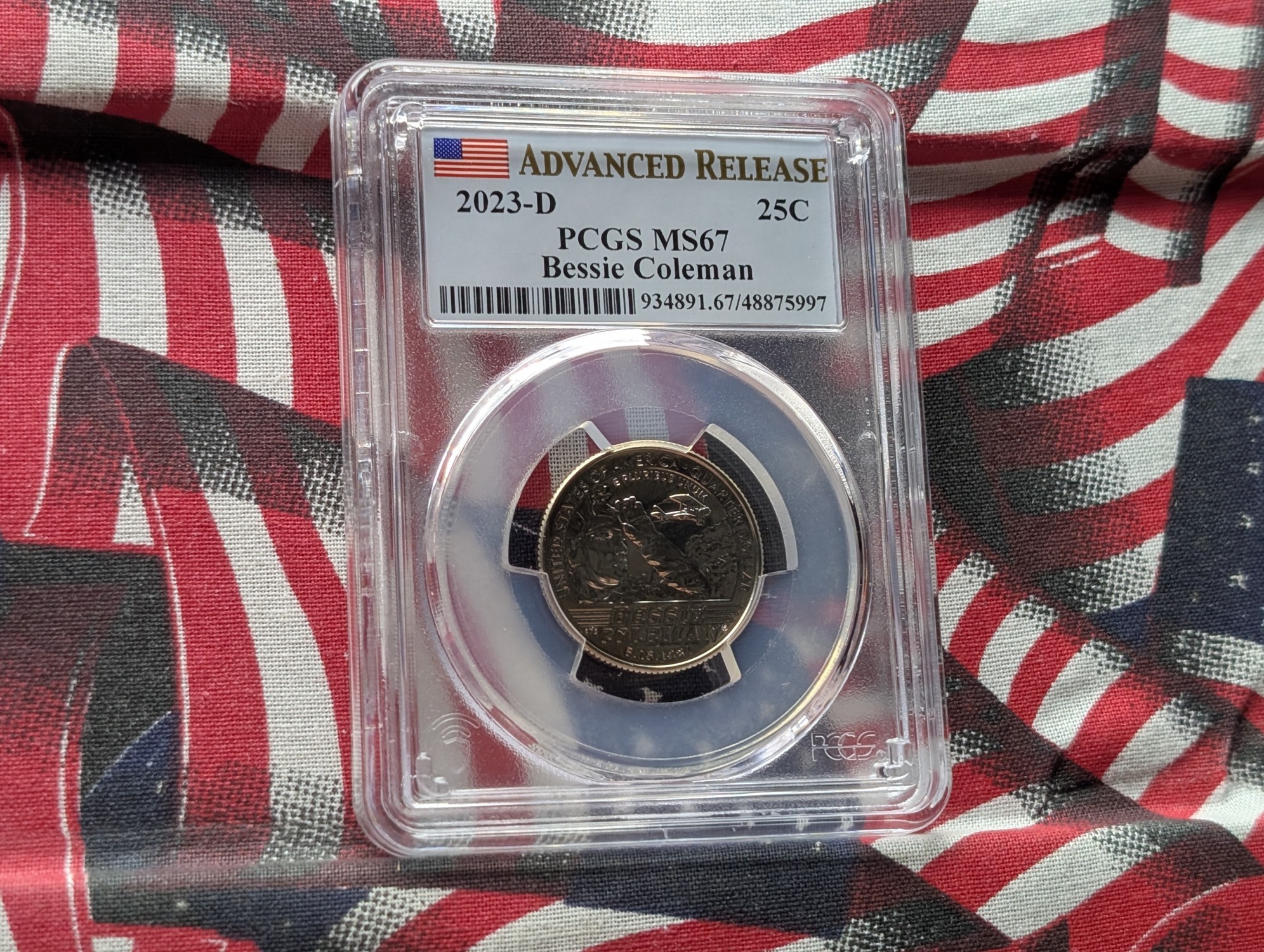 2023-D Bessie Coleman Quarter PCGS MS67 - Advanced Release