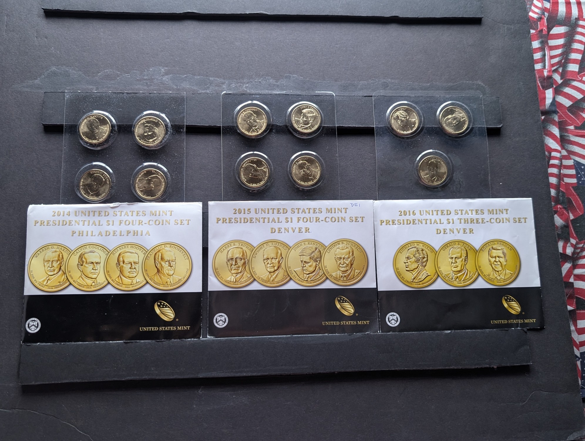 2014-P, 2015-D & 2016-D U.S. Mint Presidential Dollar Collection in OGP w/ COA