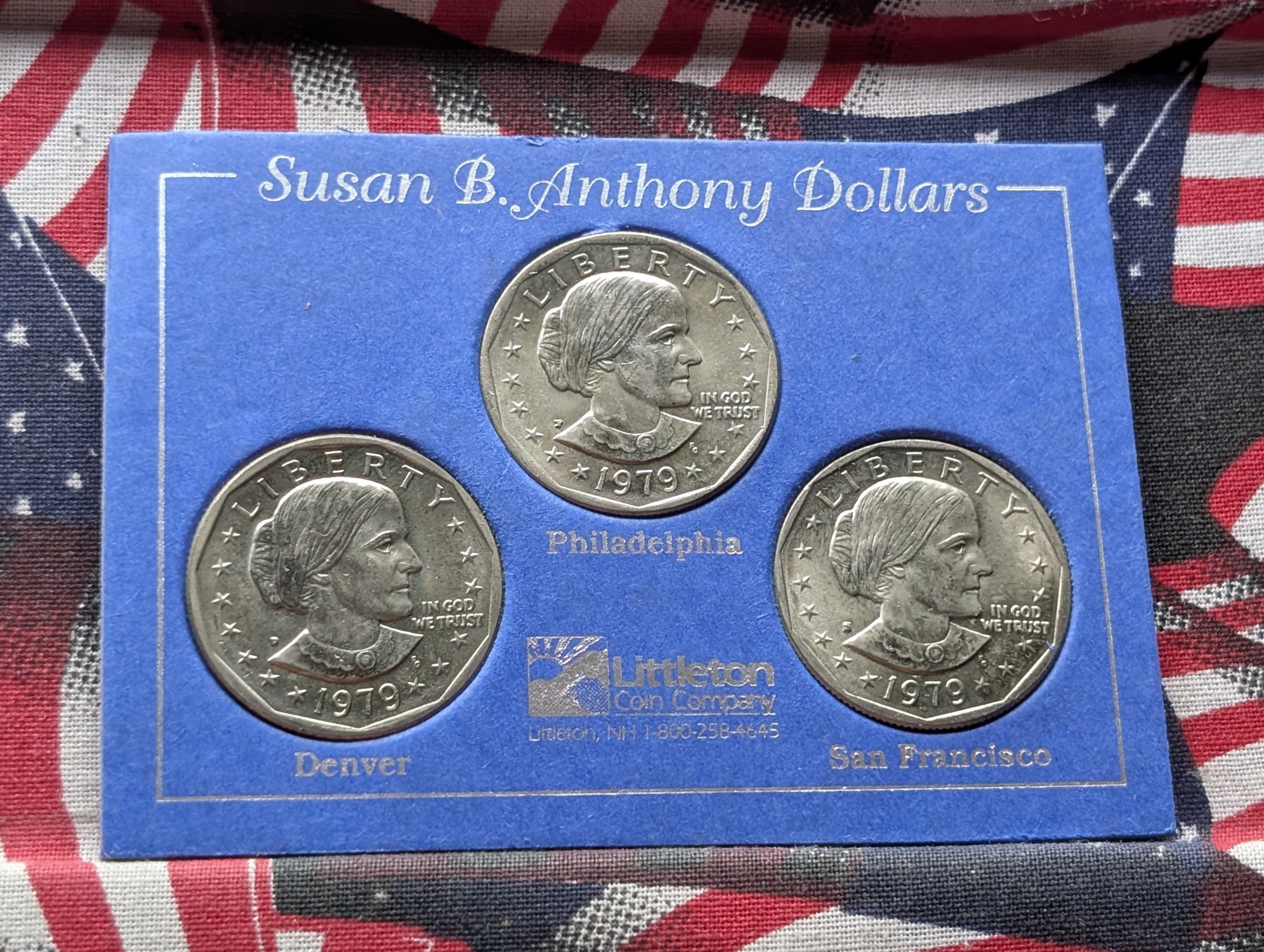 1979 P, D, & S Susan B. Anthony Dollars Mint Mark Collection Display w/ COA