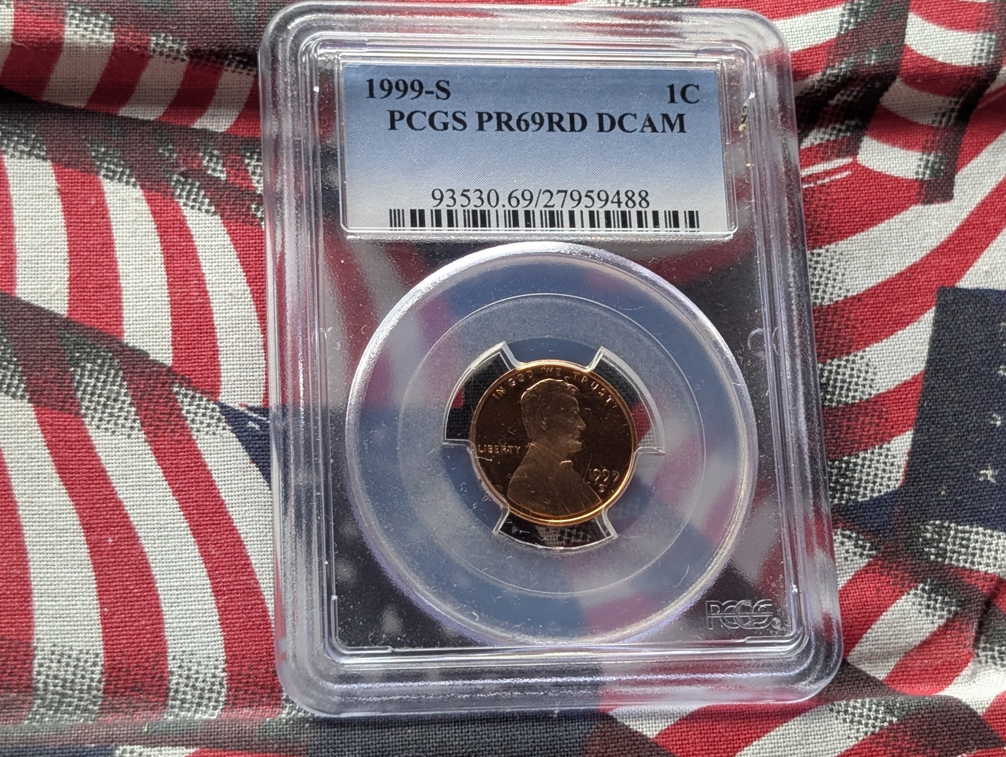 1999-S PROOF Lincoln Memorial Cent PCGS PR69 RD DCAM