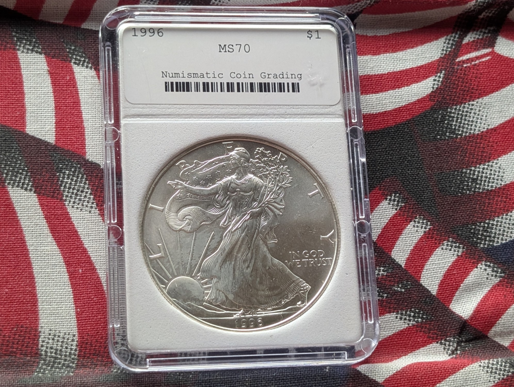 1996 American Silver Eagle One Troy Oz. .999 Fine Silver NCG Cert. MS70 - NOT NGC