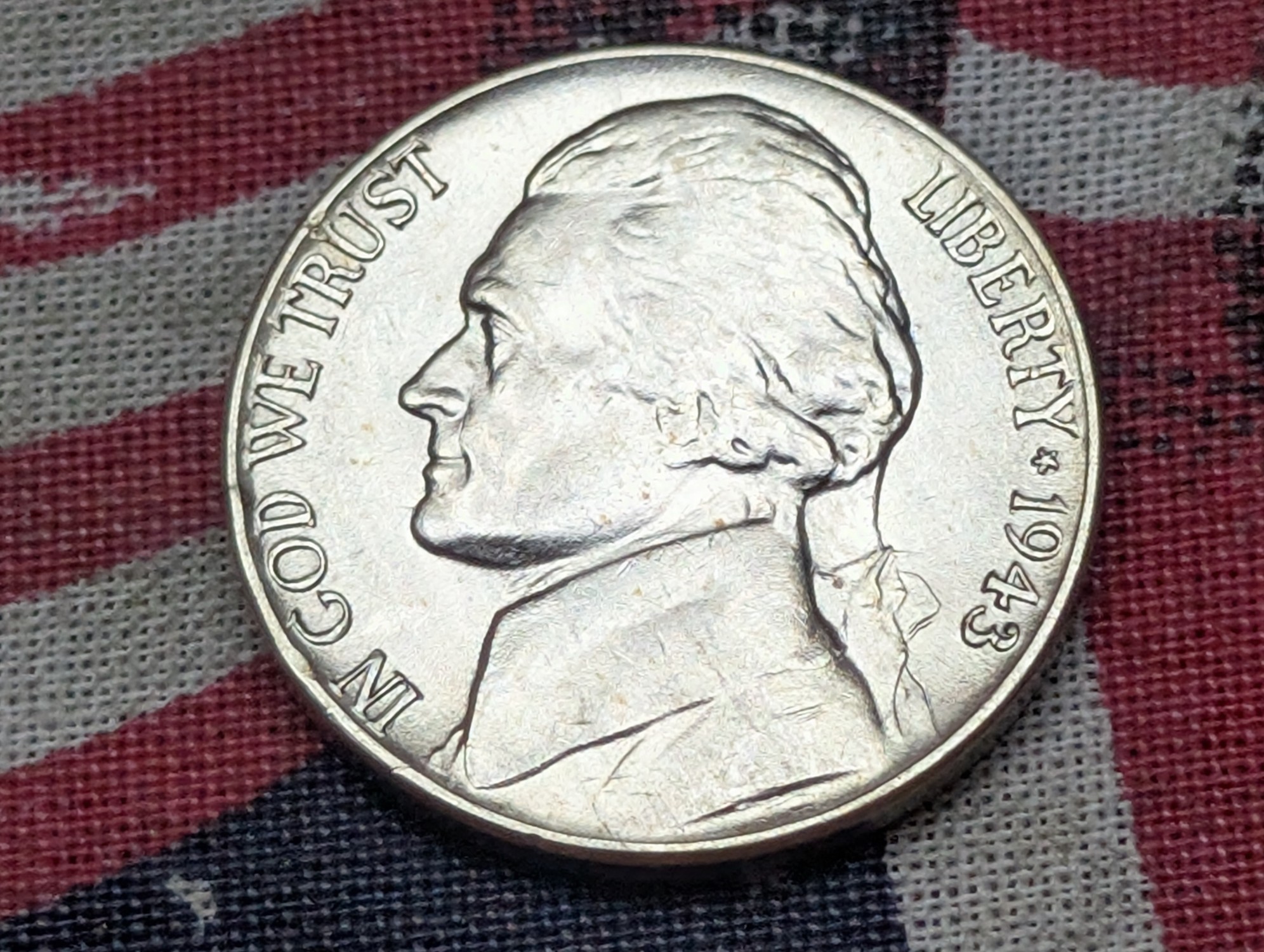 BU - 1943-P Jefferson 35% Silver Wartime Nickel
