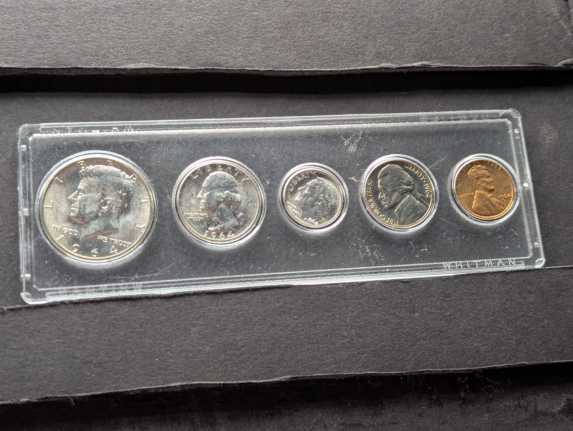 1964-D U.S. Year Coin Set in Whitman Case - Includes (3) 90% Silver Coins