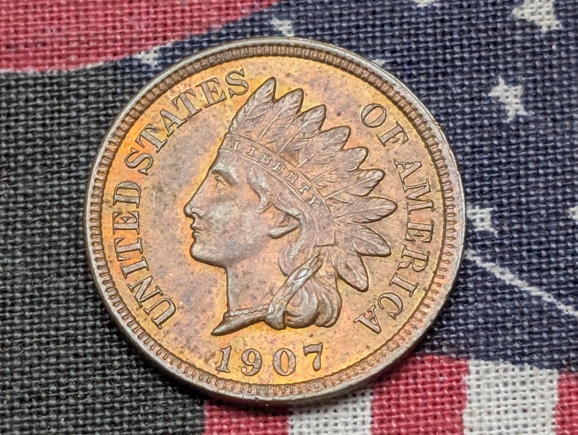 1907 Indian Head Cent - RED BROWN UNC