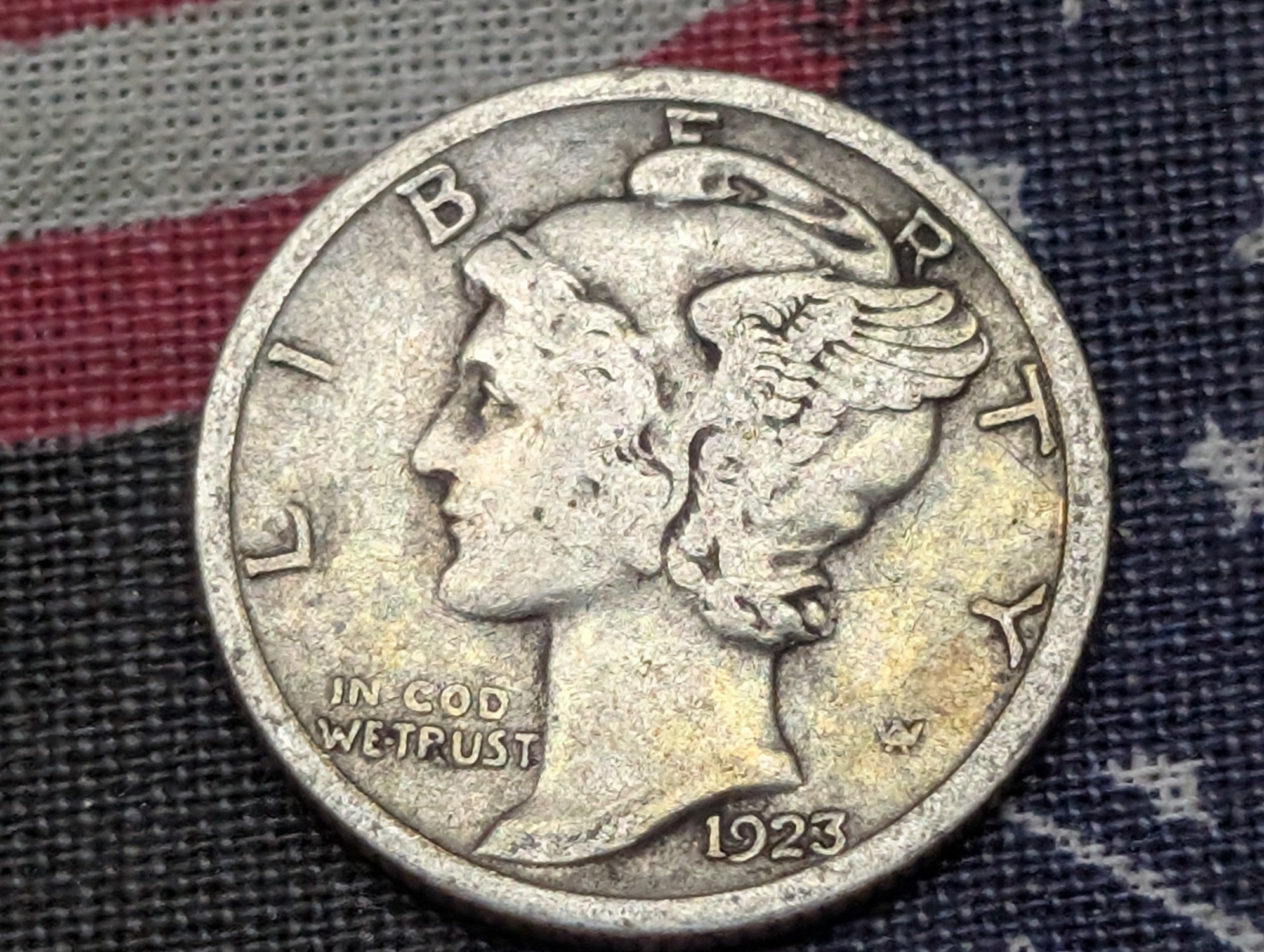 FINE - 1923-S Mercury 90% Silver Dime