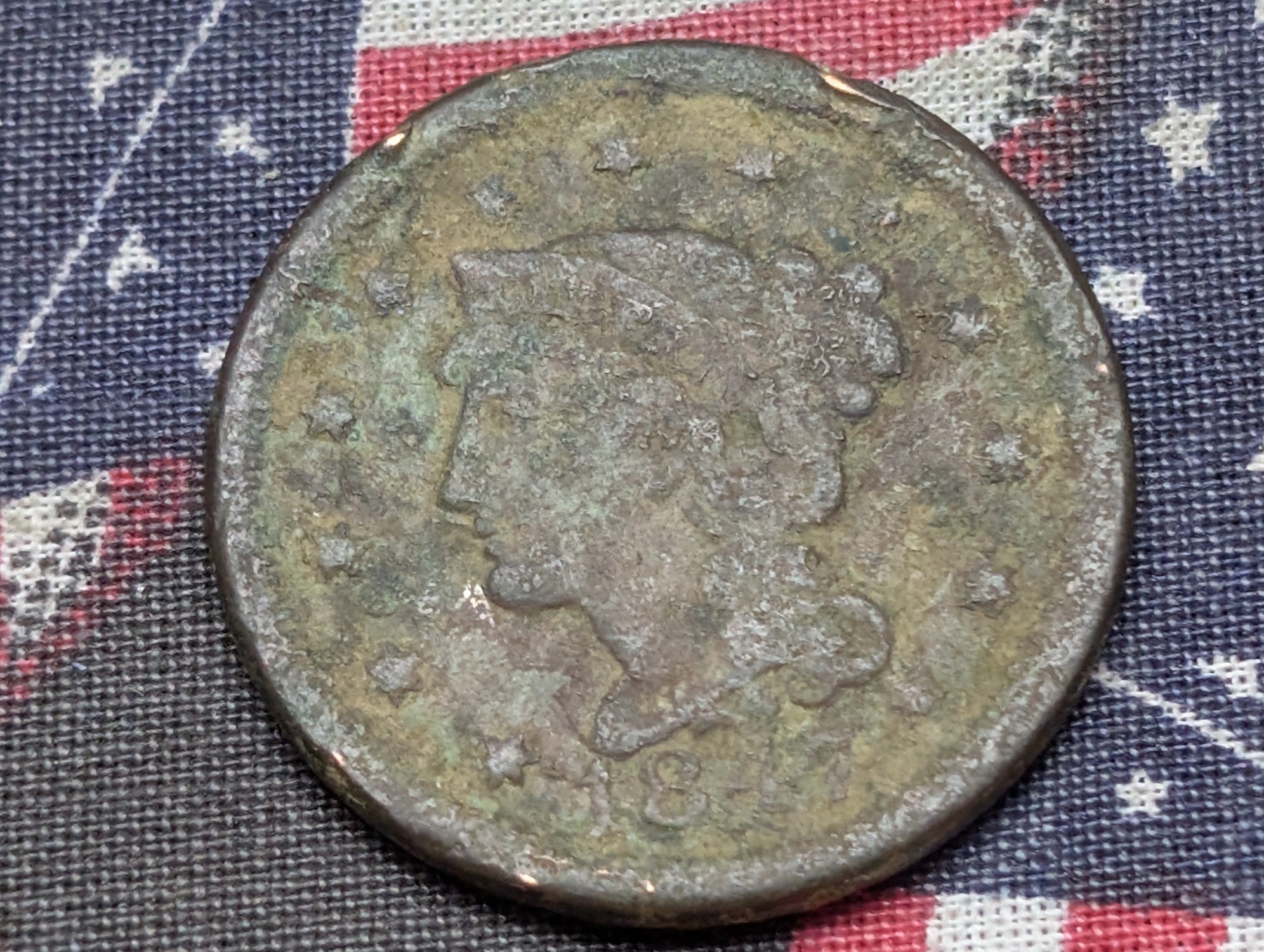 1847 Braided Hair Large Cent w/ Rim Ding