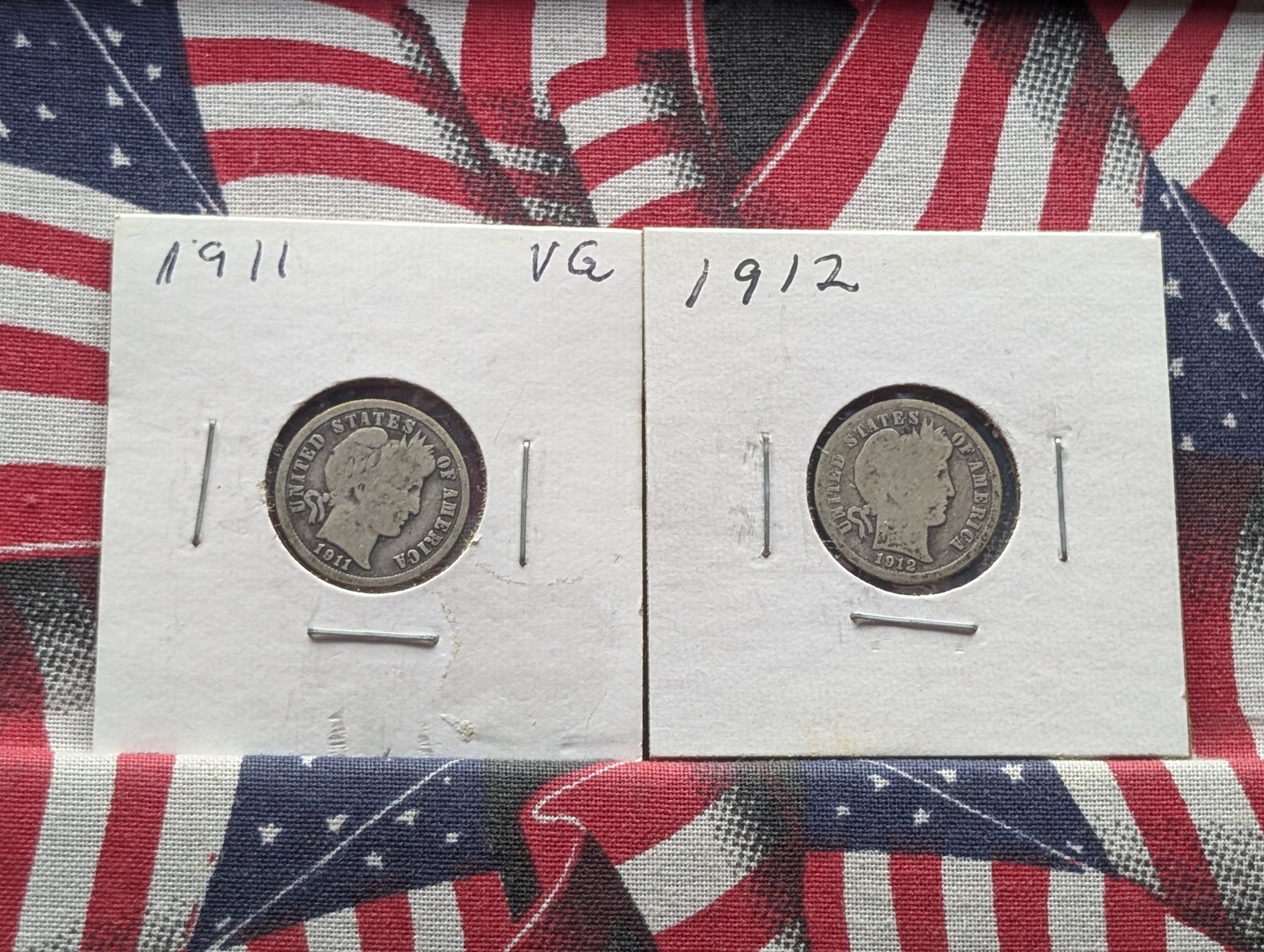 1911 & 1912 Barber 90% Silver Dimes