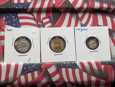 (3) Vintage Religious Pendant Condition PLEASE NOTE Some coins may have a grade on the package 