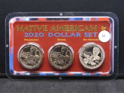 2020-P (Unc) 2020-D (Unc) 2020-S (Proof) Native American Dollars Set. Peratrovich Reverse.