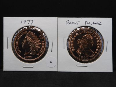 (2) One Troy Ounce Copper Rounds: 1877 Indian Cent and. (2) One Troy Ounce Copper Rounds: 1877 