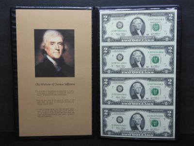 Uncut Sheet of 4 2003 $2 Banknotes Uncirculated