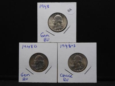 1948 P, D, and S. Washington Quarters. Choice to GEM. 1948 P, D, and S. Washington Quarters. 