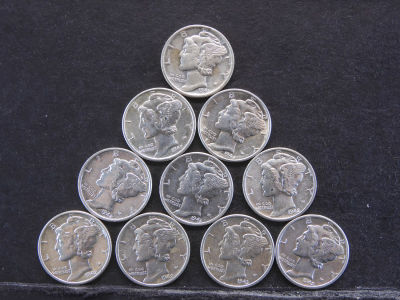 10 Mercury Dimes