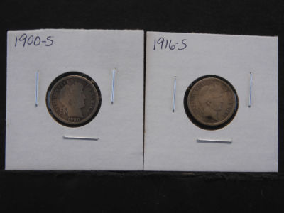 1900-S & 1916-S Barber Dimes