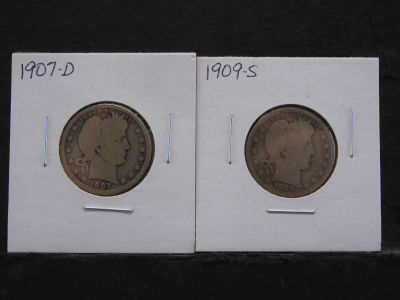 1907-D & 1909-S Barber Quarters