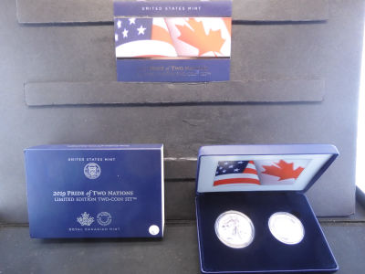 2019-W American Silver Eagle & Canada One Ounce .9999 Fine Silver Maple Leaf Round - Pride of 