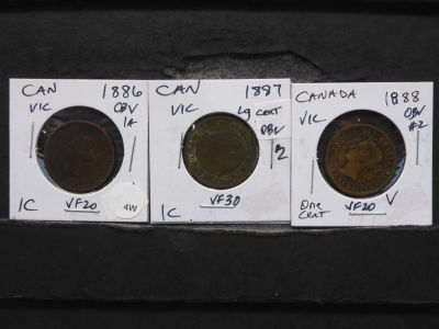 1886, 1887, 1888 Canadian Large Cents