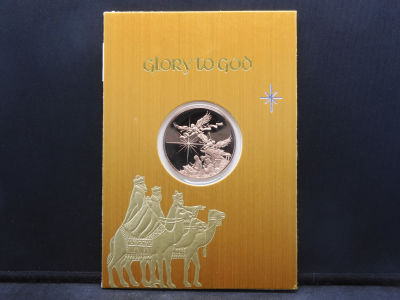 1973 Franklin Mint Glory to God Proof Silver Dollar Sized Commemorative Coin in Plastic Sleeve.