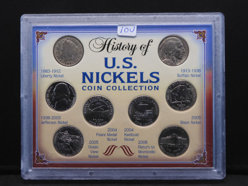 History of U.S. Nickels Collection, V nickel, Buffalo, Jefferson, Peace , Keelboat, Bison 