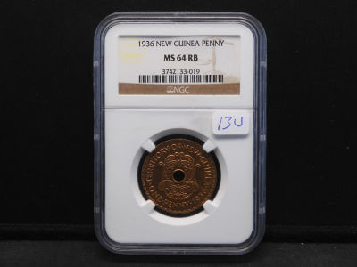 1936 NGC MS65 RB New Guinea Penny.