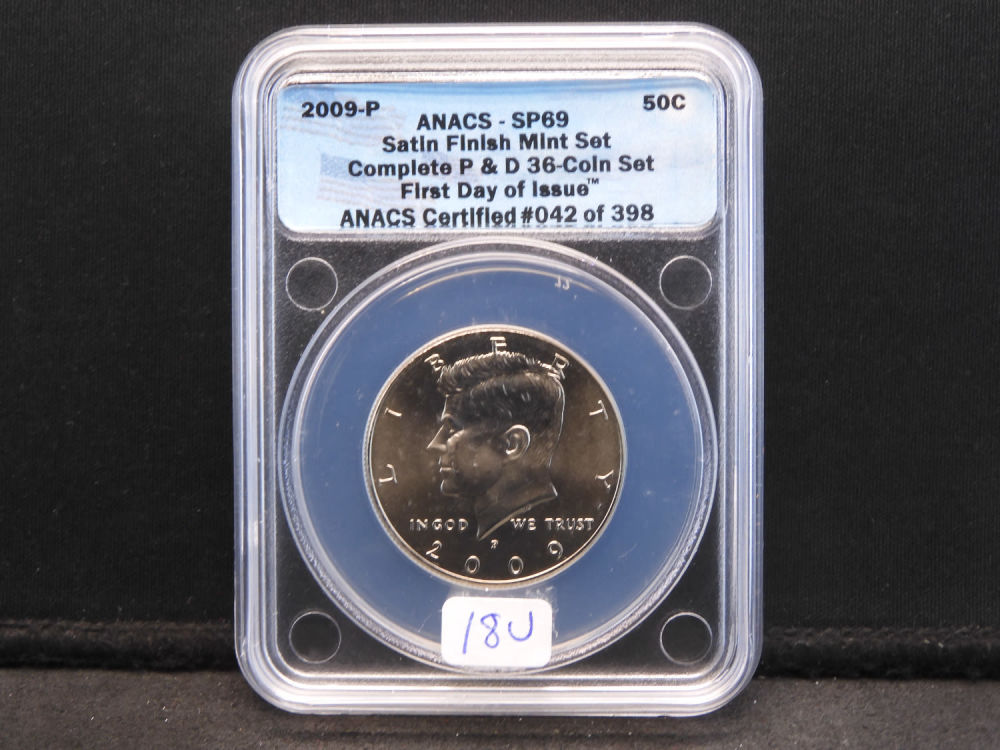 2009-P ANACS SP69 Satin Finish Kennedy Half Dollar. Very low Mintage Satin Coin.