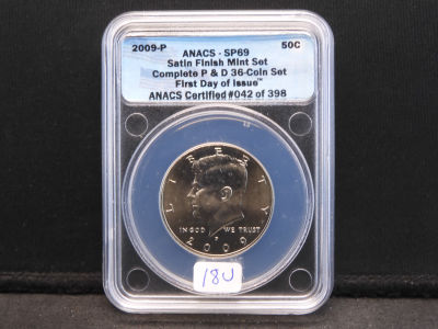 2009-P ANACS SP69 Satin Finish Kennedy Half Dollar. Very low Mintage Satin Coin.