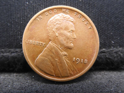1918 Gem High Grade Lincoln Wheat Cent. Nice full detail.