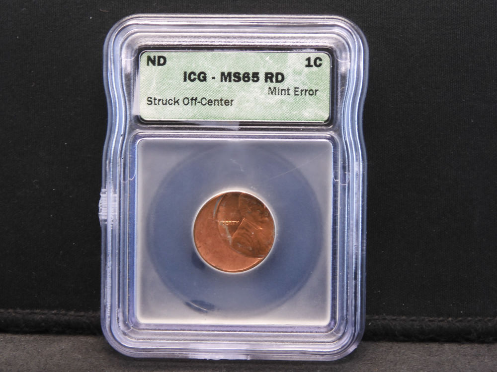 Mint Error - Struck Off Center Lincoln Cent - ICG MS65 RD - Unique!