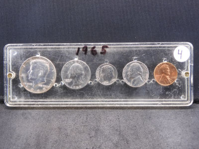 1965 Year Date Set - 5 Coins w/40% Silver Kennedy Half Dollar