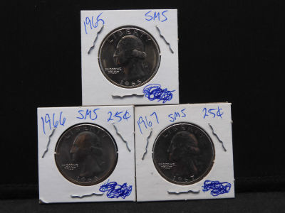 1965-1967 Special Mint Set Washington Quarters - PROOF!! - 3 Coins