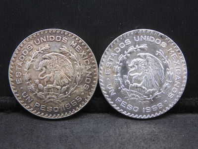 1965-Mo & 1966-Mo Mexico 1 Peso Silver Coins
