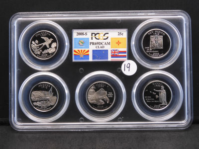 2008-S PCGS PR69 DCAM Clad Statehood 5 Quarter Set - Near Perfect Grade!