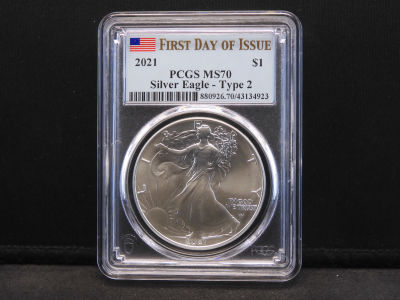 2021 PCGS MS70 Type 2 First Day of Issue American Silver Eagle