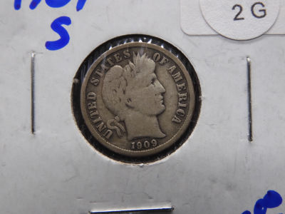 1909-S Barber 10c.