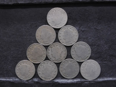 (10) Mixed Date Liberty Head V Nickels