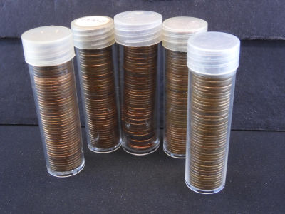 Five Rolls of Lincoln Memorial Cents Mixed Dates