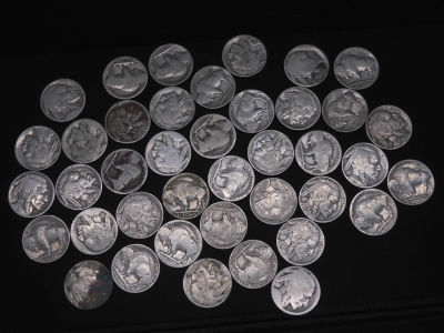 40 Buffalo Nickels Mostly 1935, 1936, 1937
