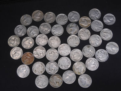 40 Buffalo Nickels Mostly 1930's some w/Mint Marks